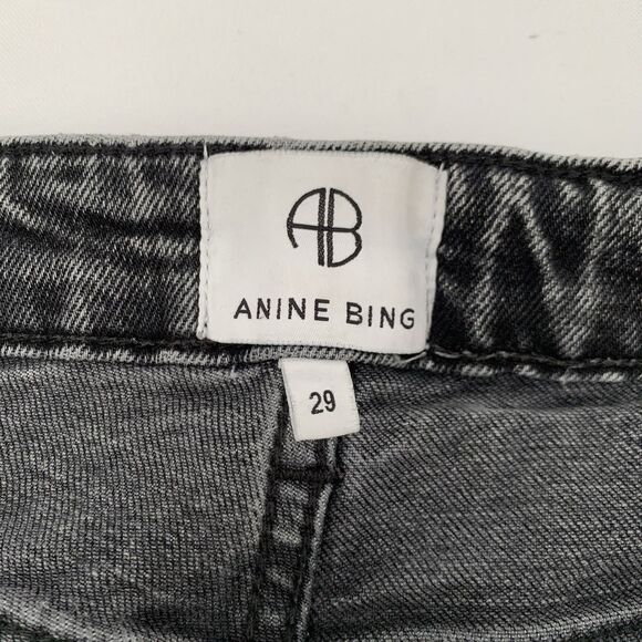 Anine Bing Lara Jean 29 Charcoal Black Ankle Kick Flare High Rise Button Luxury - Picture 4 of 14